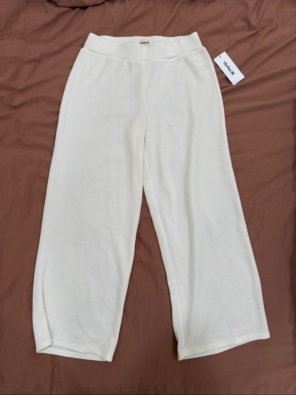 Hurley Cream Ribbed Straight-Leg Pants
